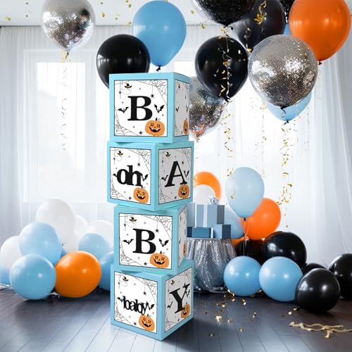 Halloween Baby Shower Decorations Blue Balloon Boxes - A Little Boo Is Almost Due