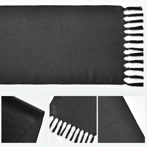 Black Tassel Table Runner 13x72 Inch Halloween Rustic Farmhouse Dining Decor