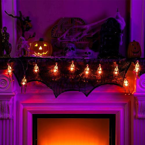 Halloween Skeleton Skull Lighted Decor 2 Pack with LEDs Waterproof Indoor Outdoor