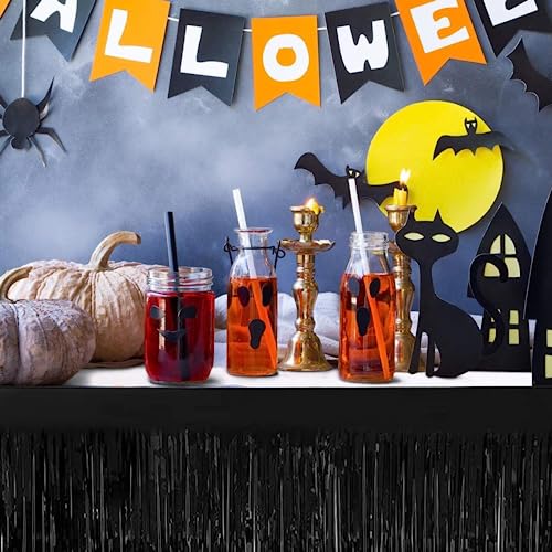 Black Metallic Foil Fringe Table Skirts - 6 Pack, 9 Feet x 29.5 Inches, Party Decor Variation of THIS listing