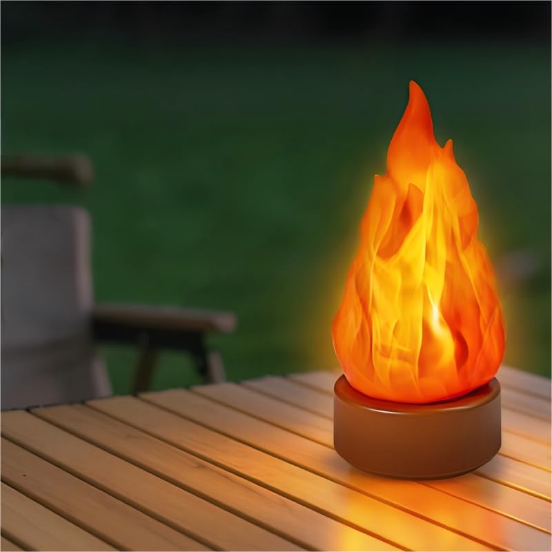 Rechargeable LED Flame Night Light with 3 Modes - Cozy Table Decor