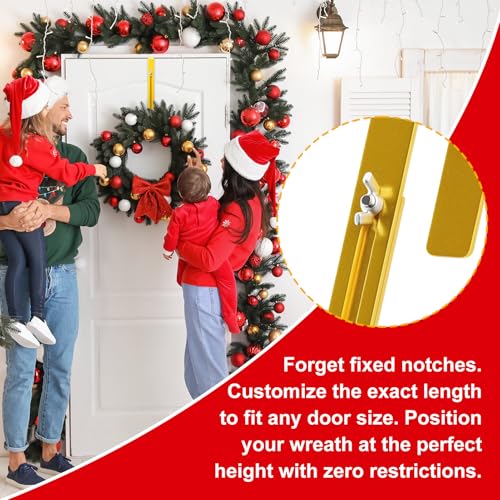 Gold Adjustable Wreath Hanger for Front Door - Over-the-Door Hook, 15-25 Inches