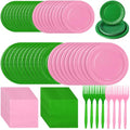 Pink and Green Witch Party Paper Plates Napkins Forks Set for Halloween & Princess Events - 240 Pieces