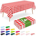 LANLISA Disposable Red Gingham Tablecloths 4 Pack - 54x108 Inches for 6ft Tables & Outdoor Use