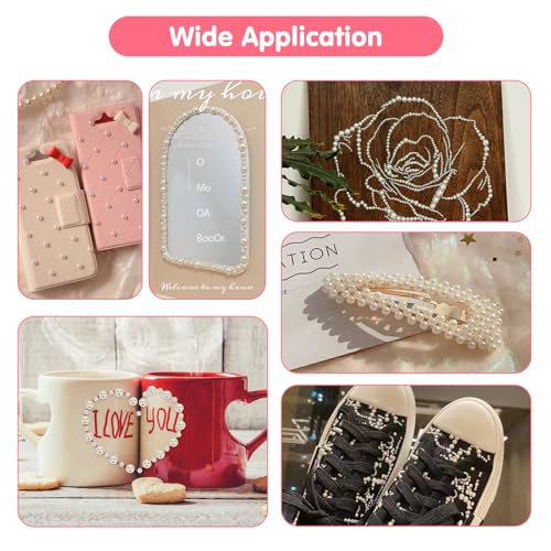 Heart-Shaped Pearl Stickers 10mm Self-Adhesive Gems for Crafts Makeup Nails - White