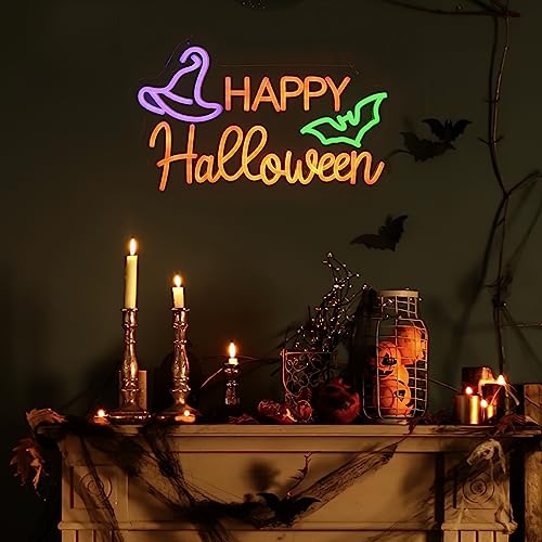 Happy Halloween Neon Sign - USB Powered LED Wall Decor