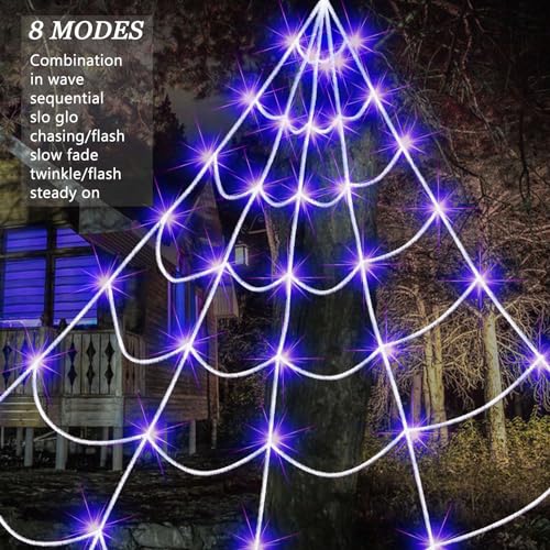 Outdoor Solar Powered Halloween Spider Web Lights - Purple Variation