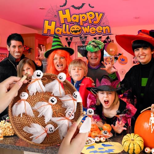 White Ghost Lollipop Wrappers for Halloween Candy DIY Party Decorations - 24 Pieces