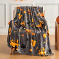 Halloween Throw Blanket with Spooky Pumpkin Bat Ghost Spider Print - Grey 50x60 Inches - Cozy Fuzzy Fleece for Couch Bed Decorations - Variation: 03 Halloween Grey / Throw-50x60