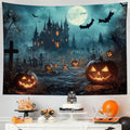 Spooky Halloween Tapestry Wall Hanging - 40x60 Inches, Teal Variation