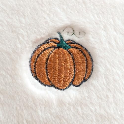 MIULEE Fall Pumpkin Embroidered Pillow Covers 18x18 - Rust & White, Pack of 2