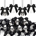 Halloween Skeleton Tree Ornaments Set - Black Bow Skull Decor for Gothic Parties - Classics