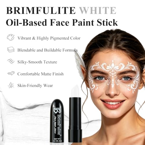 White Face Paint Stick for Halloween - Oil-Based, Vibrant & Long-Lasting - Variation: White