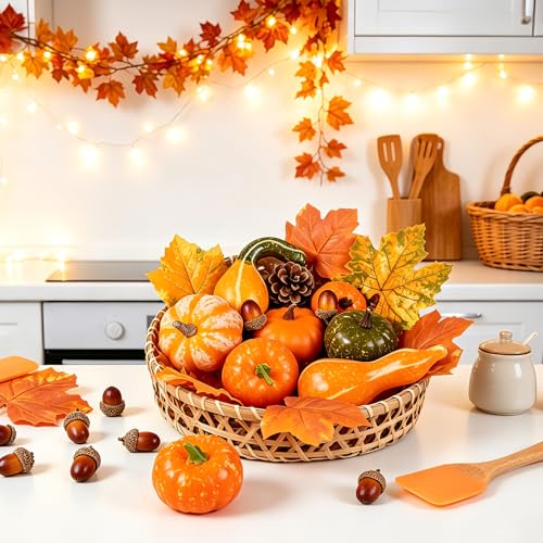 34PCS Fall Pumpkin Decor Set for Autumn Thanksgiving Home Celebration