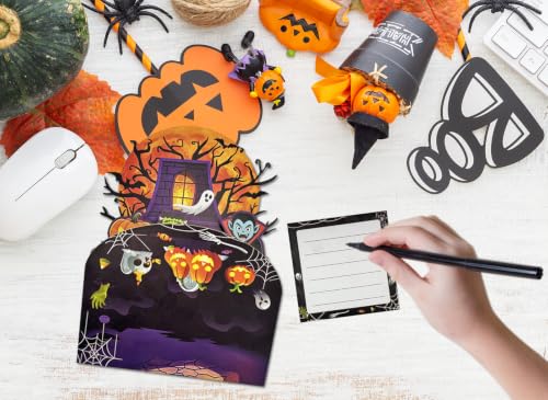 Pop Up Halloween Greeting Card with Envelope for Kids & Adults - 3D Haunted Scene