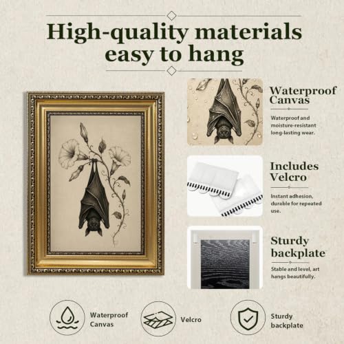 Bat Wall Art Canvas Print - Gothic Style 9x11 Inches Variation Bat 1