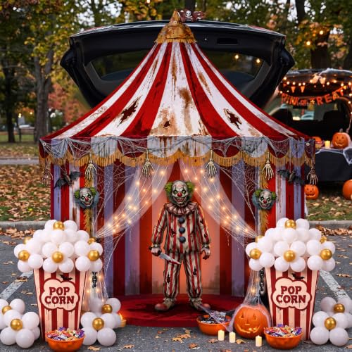 Halloween Circus Car Decorations Kit - Red White Trunk or Treat Scene