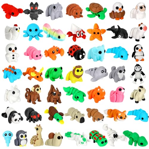 Mini 3D Printed Animal Figurines Set - 50 Styles, Poseable Pals Variation of This Listing