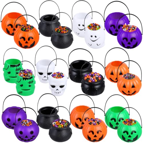 24 Pack Halloween Pumpkin Candy Buckets for Trick-or-Treating & Parties