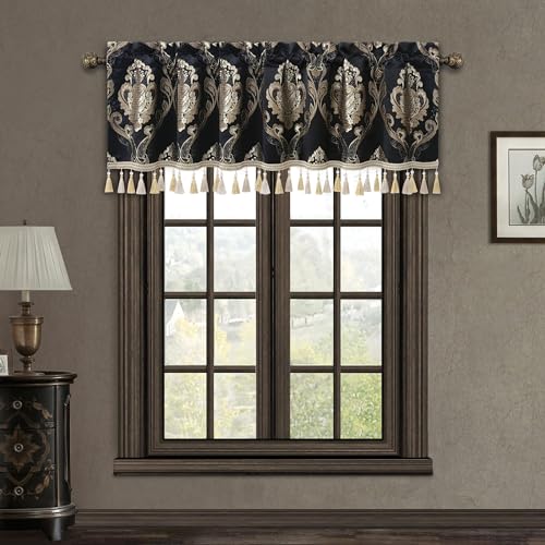 Loom and Mill Black Jacquard Window Valance - 54" x 18" Variation of THIS listing