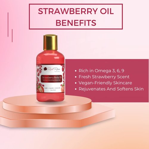 Red Rose Naturals Strawberry Body Care Spa Set , Strawberry Body Scrub 8 oz. and Strawberry Body Oil 4 oz.