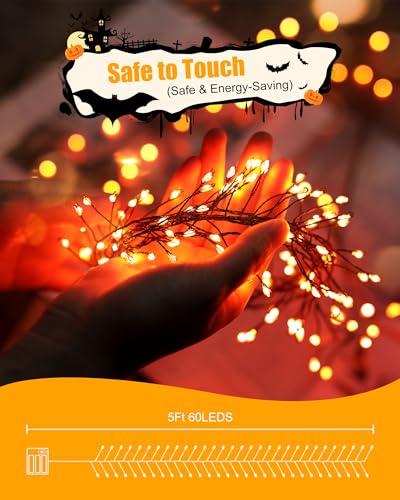 Minetom Fairy String Lights Battery Operated - Orange 5ft 60 LED Twinkle Lights