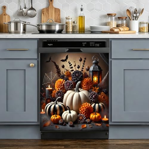 Halloween Pumpkin Dishwasher Magnet Cover 23x26 Inch Kitchen Decor