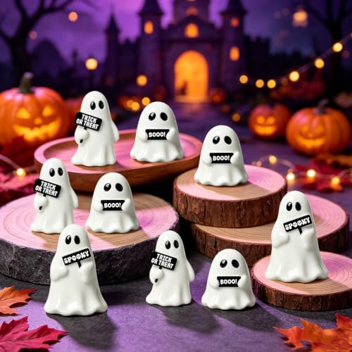 Mini Ghost Figurines Set - Halloween Decor 51 Pieces Cute Spooky Statues