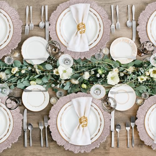 Pink Charger Plates Set of 12 - Reef Design for Dinner & Events - Variation of Pink / 1