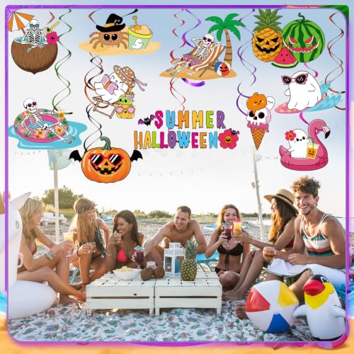 Summer Halloween Hanging Decorations Set - 52 Pcs Spooky & Vibrant Party Decor