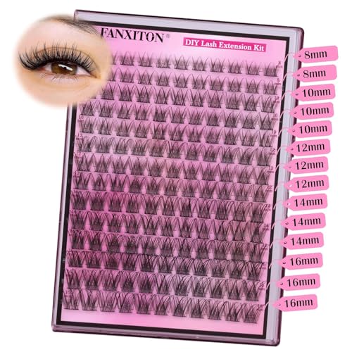 Lash Clusters Kit with 154 Natural Wispy D-Curl Lashes - 8-16mm, Variation YL03E