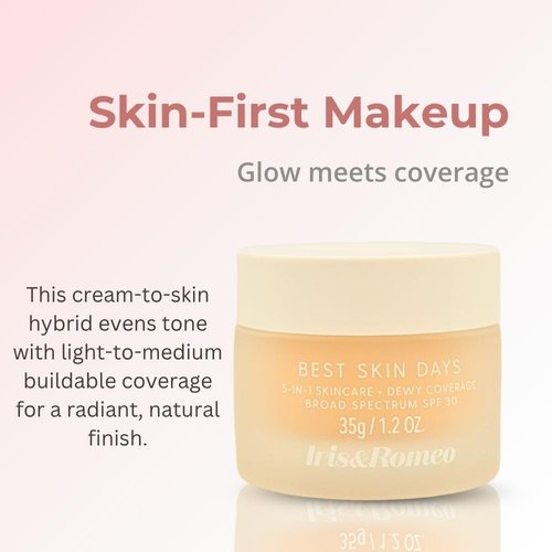 IRIS&ROMEO Tinted Moisturizer SPF30 - Best Skin Days with Vitamin C & Hyaluronic Acid | Light Medium, Warm-Neutral Undertones