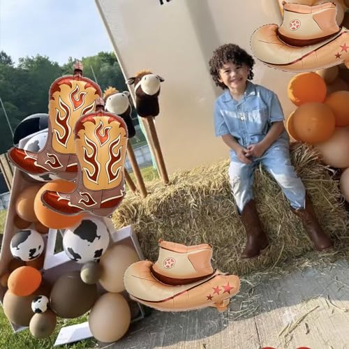 Western Cowboy Party Balloons - Cowboy Boot & Hat Foil Balloons, Cowboy Variation