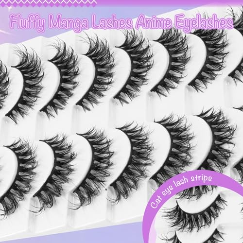 Fluffy Crisscross Wispy Lashes Wet Look D Curl False Eyelashes - 10 Pairs, Natural Volume, Reusable