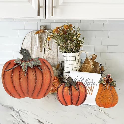 Metal Pumpkin Decoration for Home S-b Free Standing Fall Harvest Halloween Decor