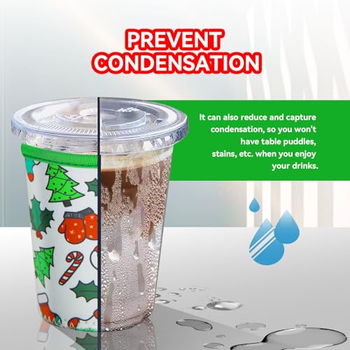 Jolly Holiday Reusable Neoprene Coffee Cup Sleeve Set - Insulated for Hot & Cold Drinks