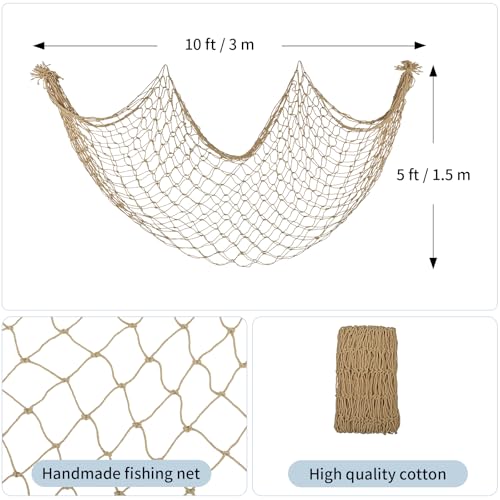 X Large Fish Net Decor 5x10 Ft - Caramel 2-Pack Nautical Beach Party Decor