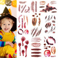 9 Sheets Fake Bloody Wound & Scar Temporary Tattoos Halloween Makeup Props