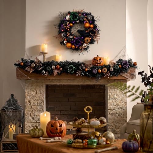 6ft Halloween Pumpkin Garland with Lights - Fall & Holiday Decor