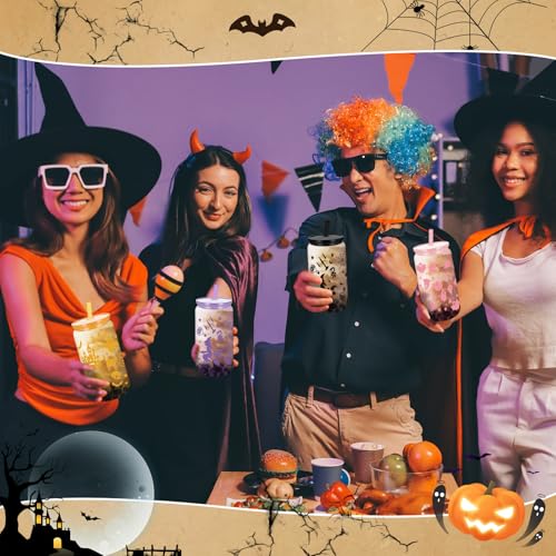 6 Pack Halloween Acrylic Tumblers 16 Oz with Lids & Straws - Festive Drinkware