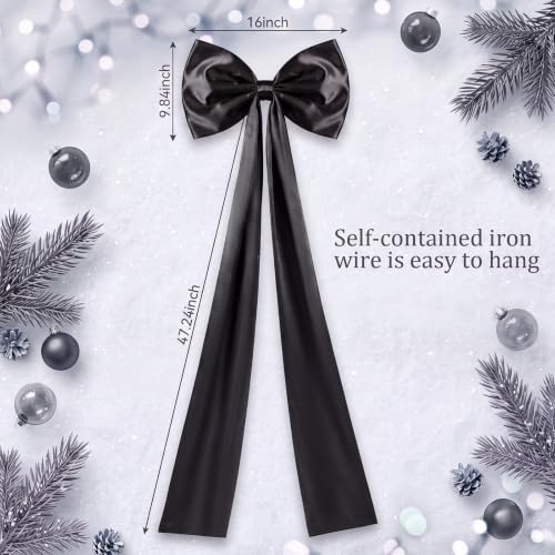 Giant Satin Christmas Tree Topper Bow - Black, 24 x 79 Inches