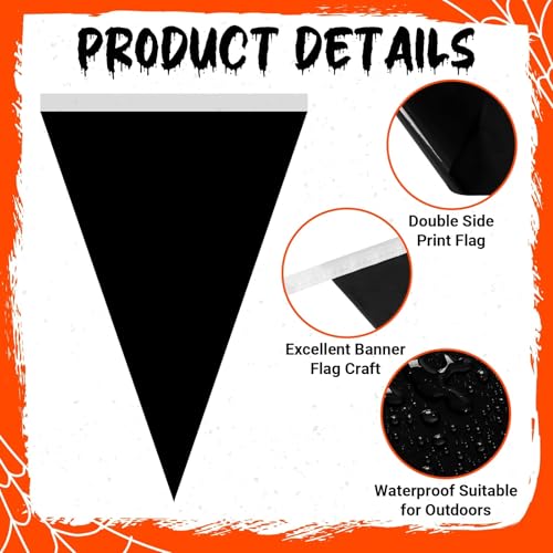 Halloween Orange Black Pennant Flags Set - 80 Pcs, 132 Ft, Triangle Banner with Variation Black Orange
