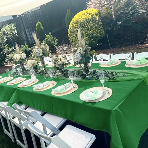 Green Rectangular Tablecloth 60 x 126 Inch 6 Pack Polyester Washable Party Cover