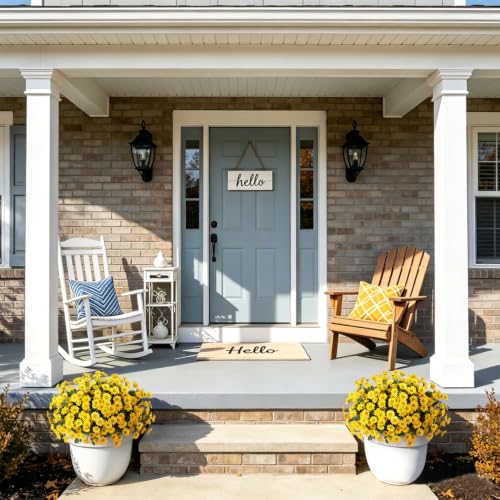 Artificial Fall Flowers Set - 12 Bundles UV-Resistant Fake Mums for Outdoor Decoration - 24 Yellow