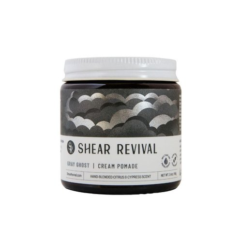 Shear Revival Gray Ghost Cream Pomade - Vegan Hair Styling Cream for All Hair Types, Strong Hold, 3.4oz | Natural to Matte Finish, Citrus & Cypress Scent