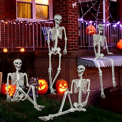 Life Size Halloween Skeleton 5.9Ft with Posable Joints Indoor Outdoor Decoration - 180cm