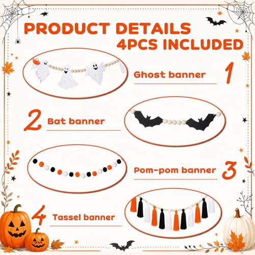 Halloween Banner Ghost Bat Tassel Garland - 6.6 ft Halloween Decoration - Variation of THIS listing