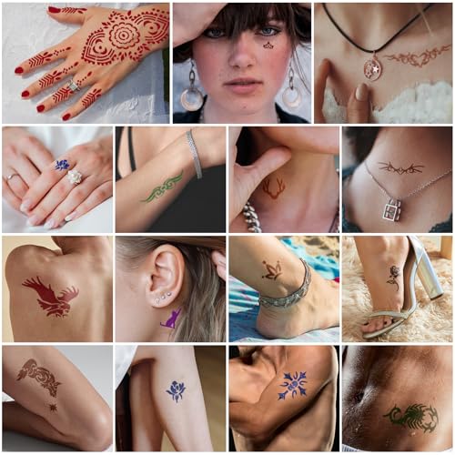 Temporary Tattoo Kit for Women Men Teens 7 Color Water-Resistant DIY Body Art