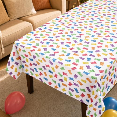 Colorful Candy Land Gummy Bear Tablecloths - Party Decorations, 2 Pack