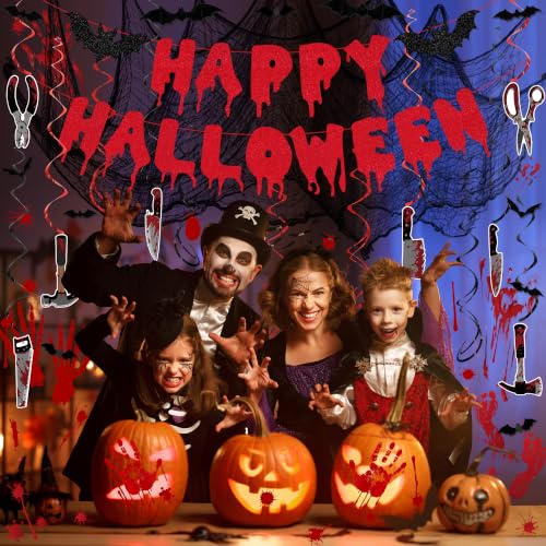 Halloween Party Decorations Kit with Banner Bat Stickers & Spooky Props